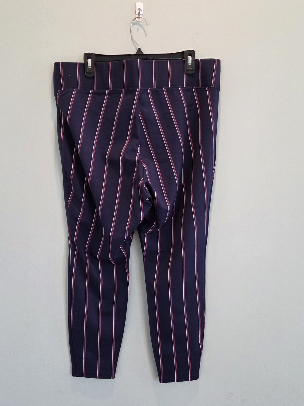 Old Navy Stevie Straight Ankle Pants Plus 2X Navy Blue Pinstripe Pull-On Stretch - Picture 4 of 12